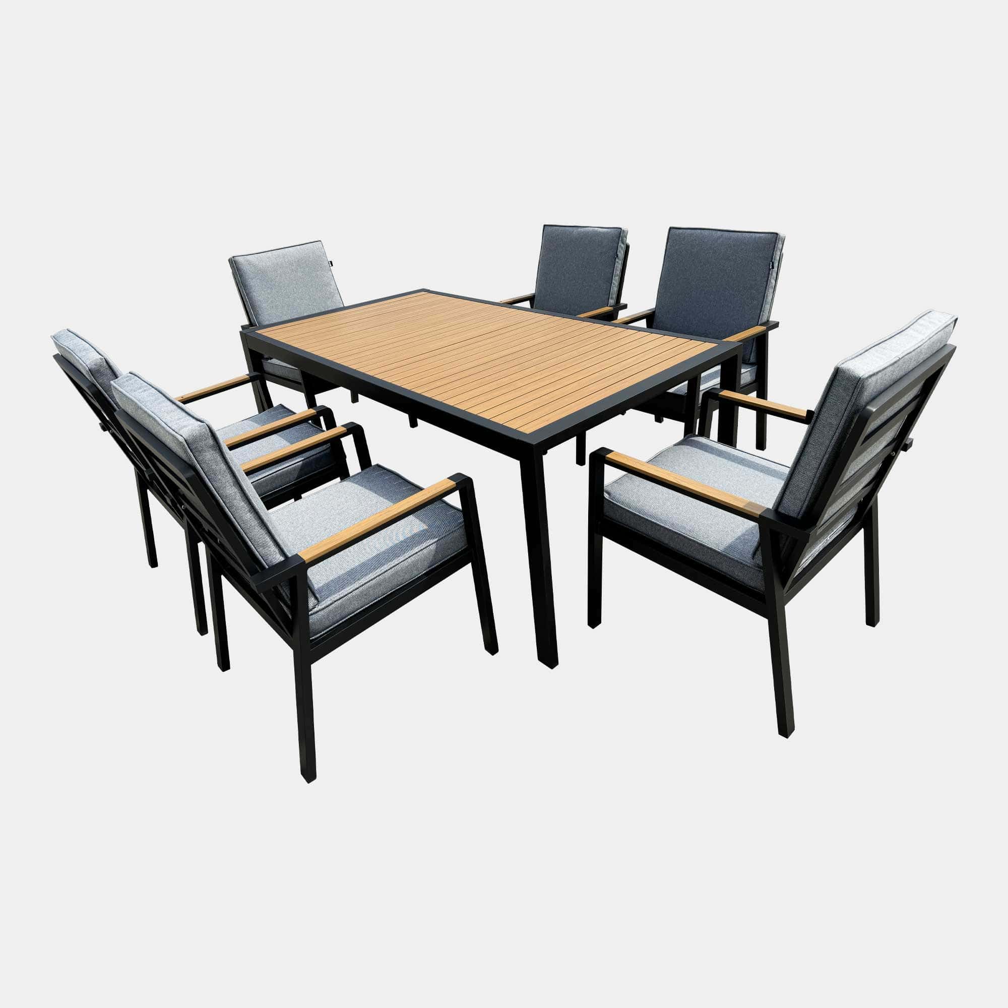 Antigua - 6 Seat Garden Dining Set, Grey Aluminium - Image 3