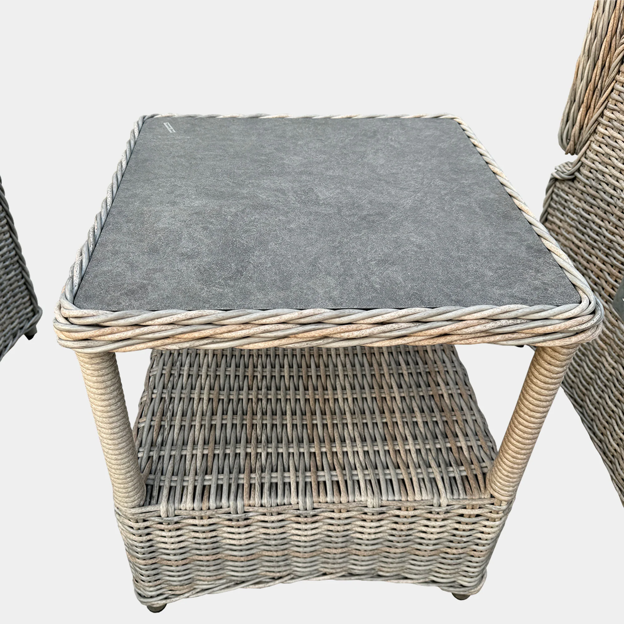 Bahama - Set Of 2 Reclining Garden Chairs With Stools & Side Table, Aluminium & Rattan - Image 10