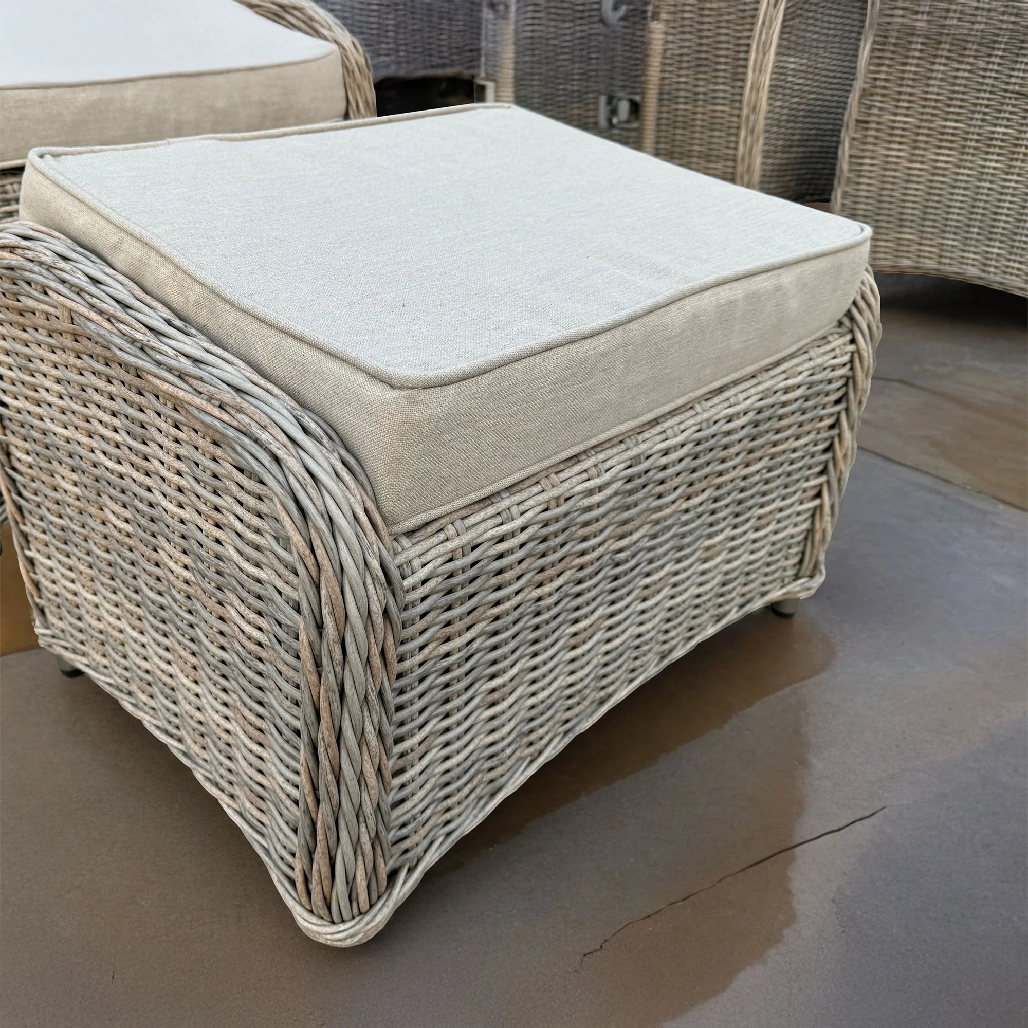 Bahama - Set Of 2 Reclining Garden Chairs With Stools & Side Table, Aluminium & Rattan - Image 7