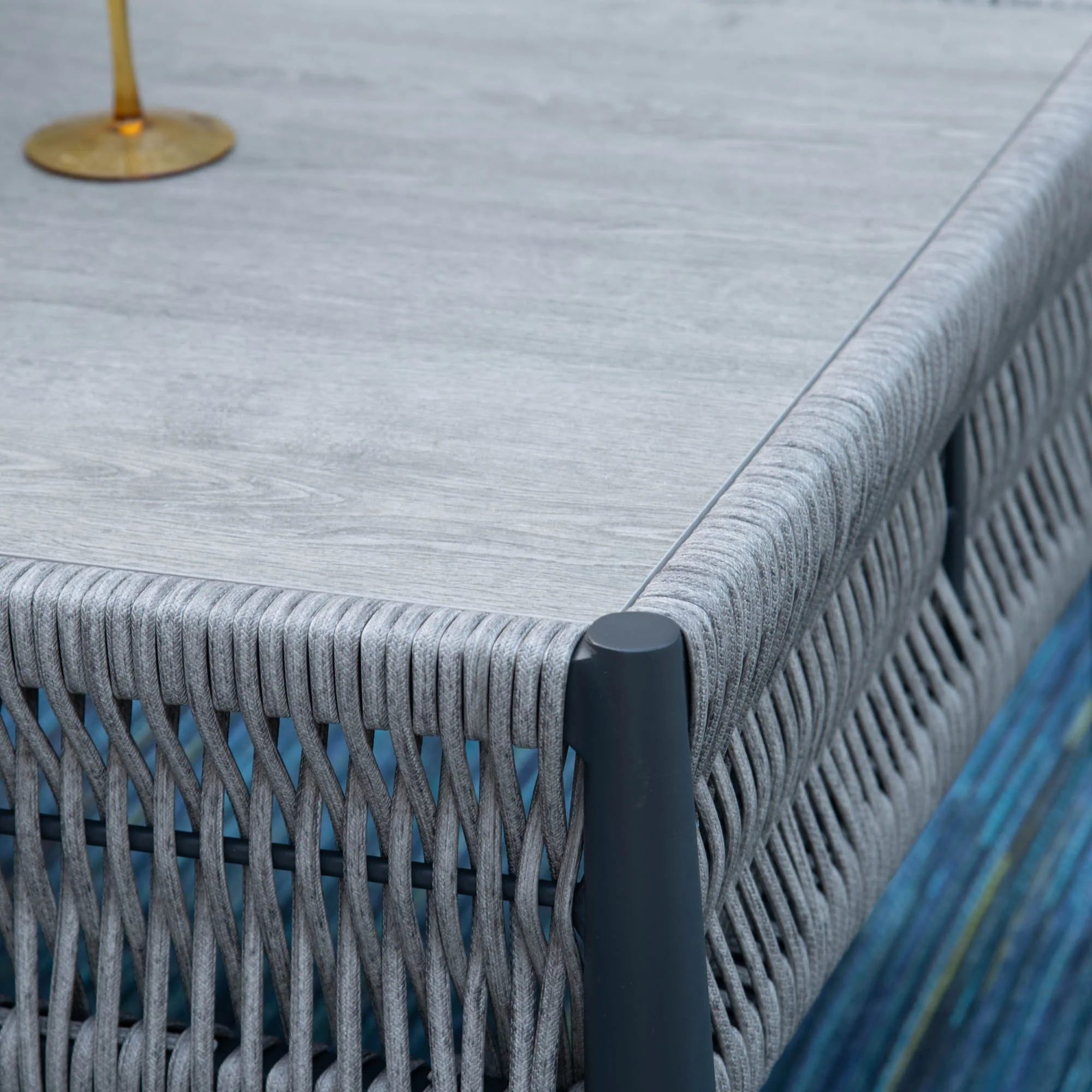 Coconut Grove - 3 Seat Garden Sofa Set & Coffee Table, Aluminium & Rattan Rope Effect - Image 4