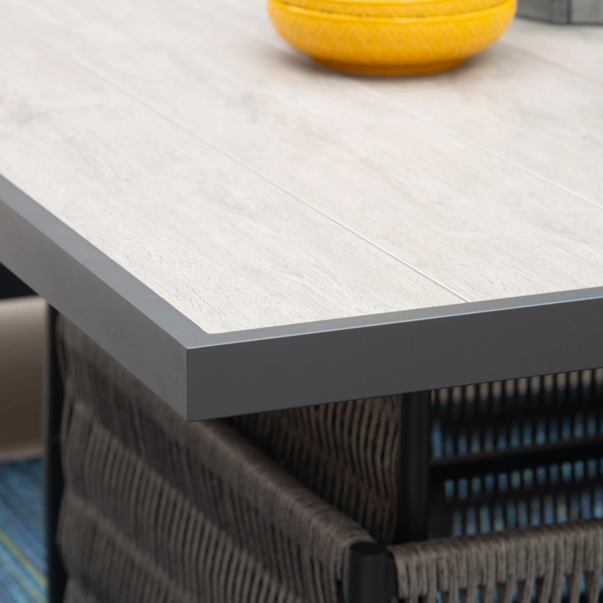 Coconut Grove - Corner Garden Dining Set With Rising Table & 2 Benches, Aluminium & Rattan Rope Effect - Image 4