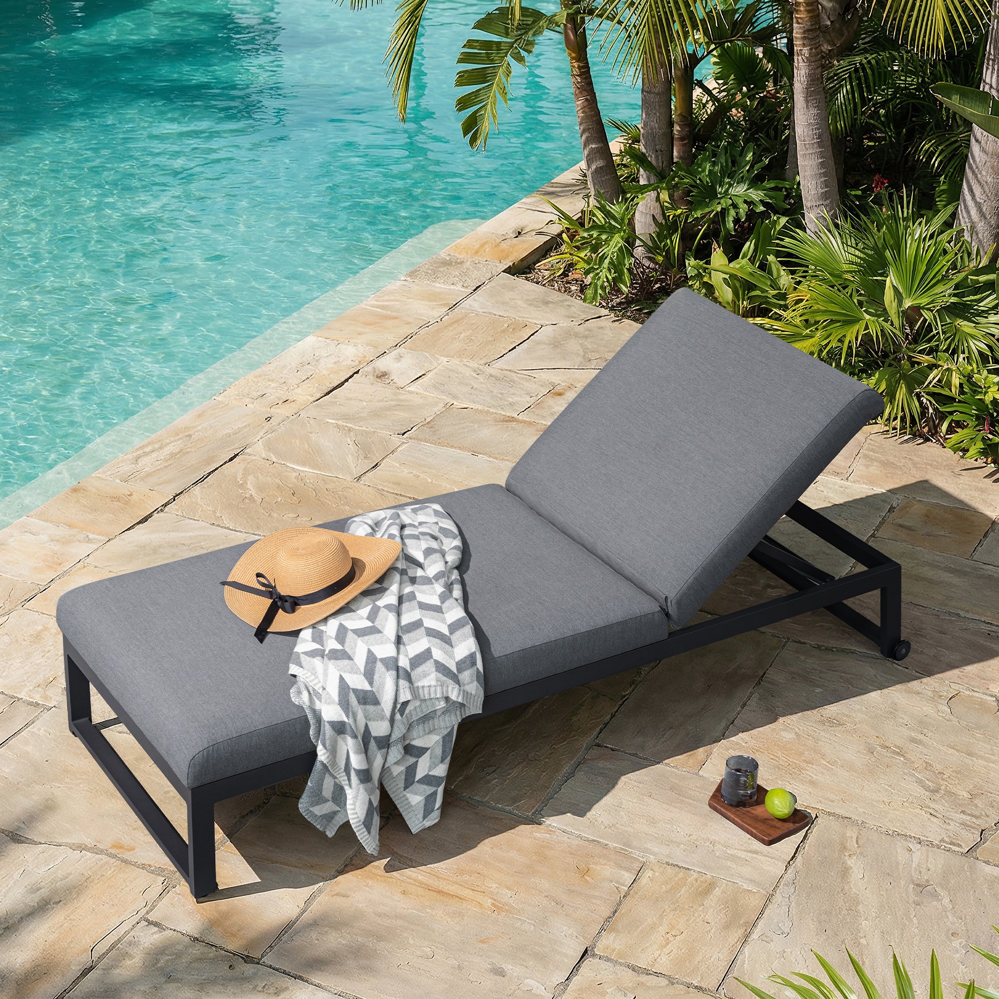 Coral Gables - Sun Lounger With Wheels, Dark Grey - Image 3
