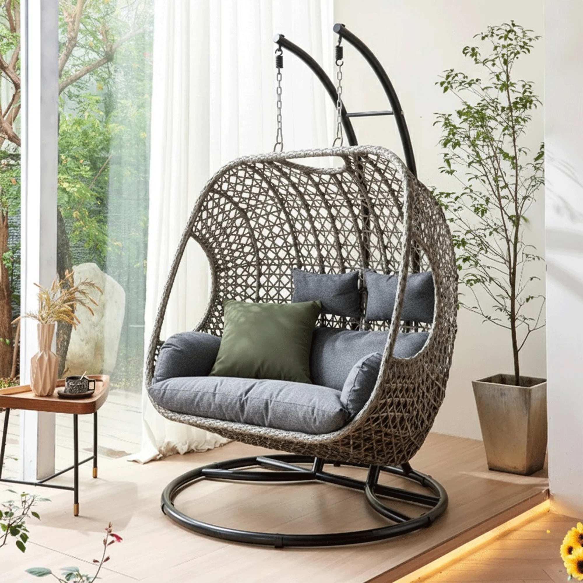 Honduras - Double Hanging Egg Chair With Cushions - Image 9